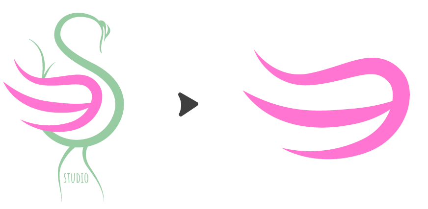 Letter W forming swan wings