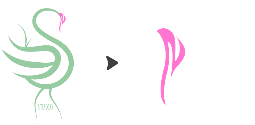 Letter N forming swan head