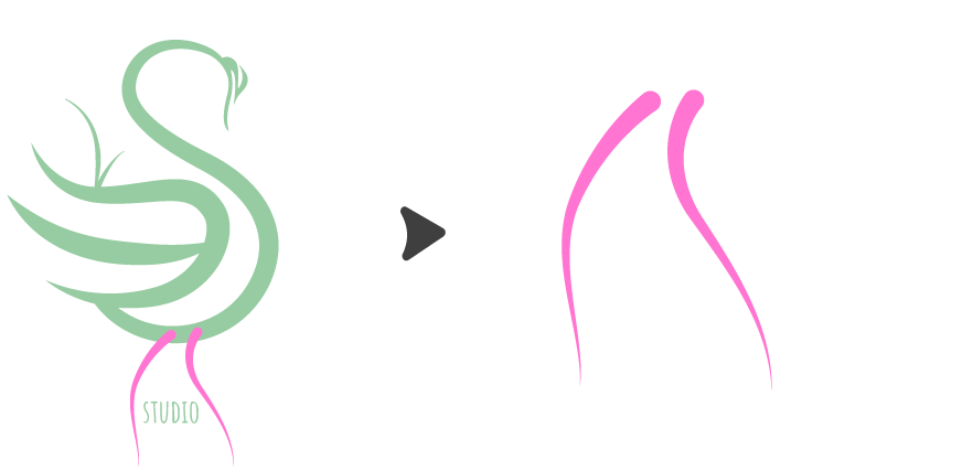 Letters AAA forming swan legs